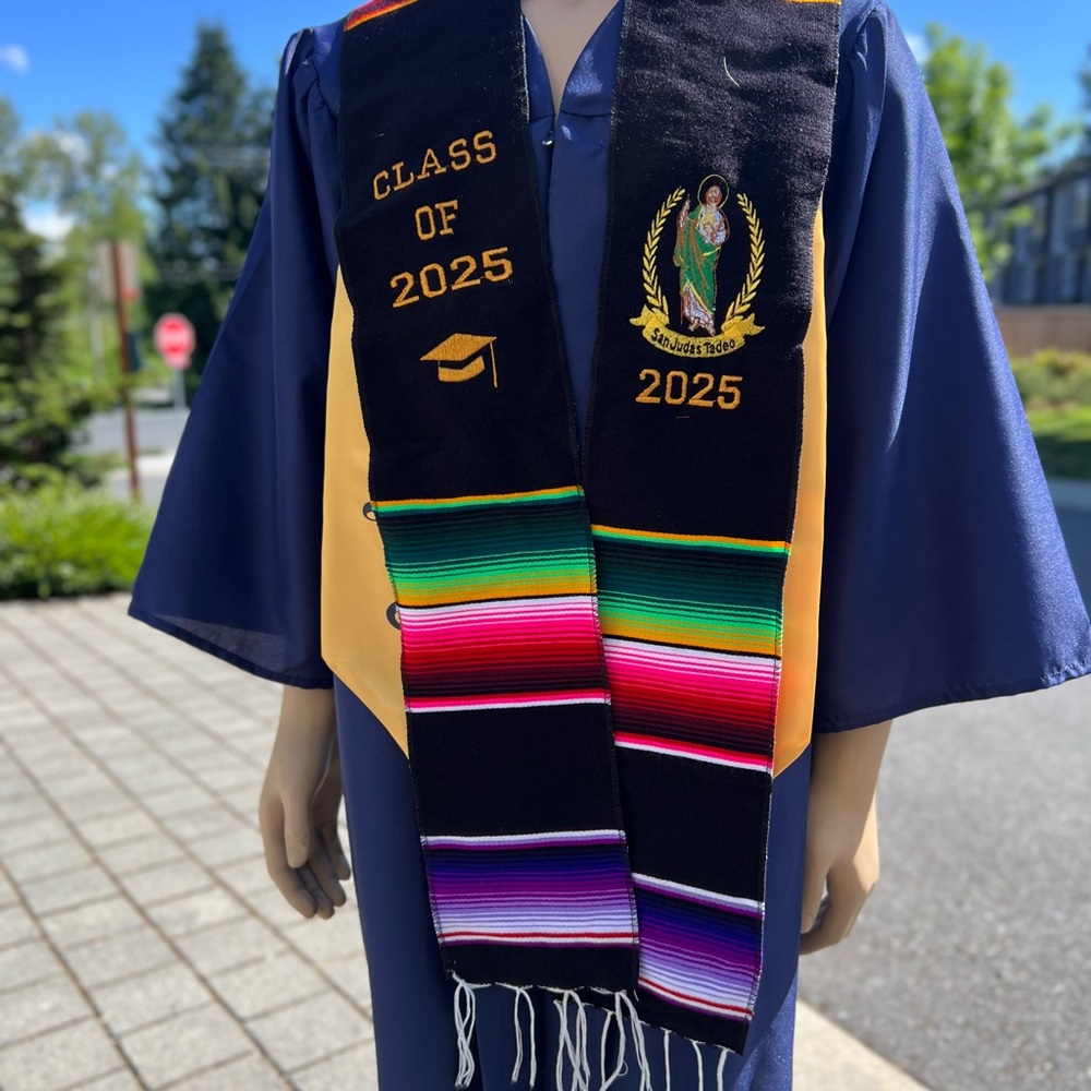 Graduation Stole with Multicolor Stripes